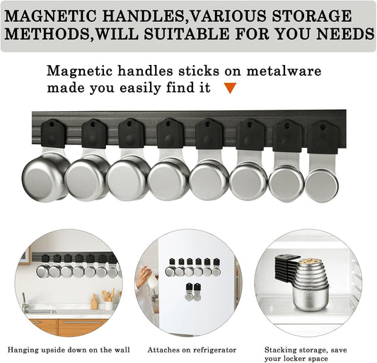 Magnetic Measuring Cups and Spoons Set of 17 Including 8 Stainless Steel Stackable Magnetic Measuring Cup 8 Magnetic Measuring Spoon with Leveler for Dry Liquid Ingredient