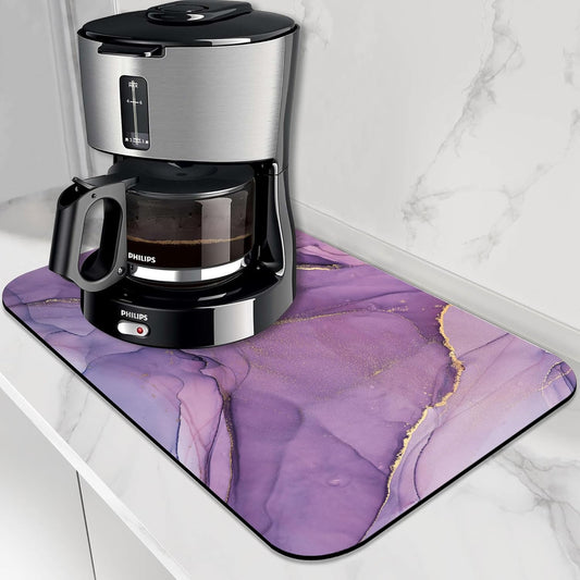 Dish Drying Mat Colorful Abstract Marble Texture Coffee Mat,16"X24" Bsorbent Dish Drying Pad for Sink Dishes or Under Rack Kitchen Counter Accessories Absorbent Hide Backed Drying Mat