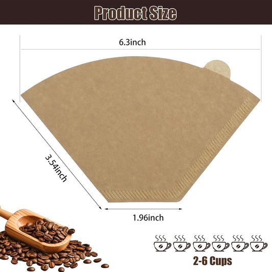 200 Count Coffee Filter #2, 2 Cone Coffee Filters Unbleached Natural 2 Cone Filters Paper Compatible with Drip and Pour Over Coffee Maker, 100-Count Per Box