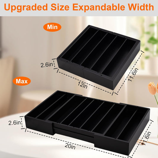 MinBoo Bamboo Drawer Organizer - Expandable K Cup & Pods Holder, Coffee Pod Storage, Tea Organizer, Versatile Kitchen Accessory Organization and Storageļ¼Black