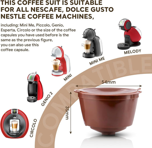 Dolc* Gu*to Refillable Capsules Reusable Coffee Pods Compatible for Nescafe Dolc* Gusto Brewers rich crema version(1Pcs Black+2 Pcs Brwon)