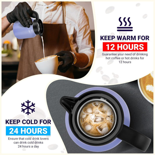 34Oz Thermal Coffee Carafe for Hot/Cold, Stainless Steel Thermos Carafes for Hot Liquids, Dustproof Insulated Hot Water Carafe for Party/Home,Violet