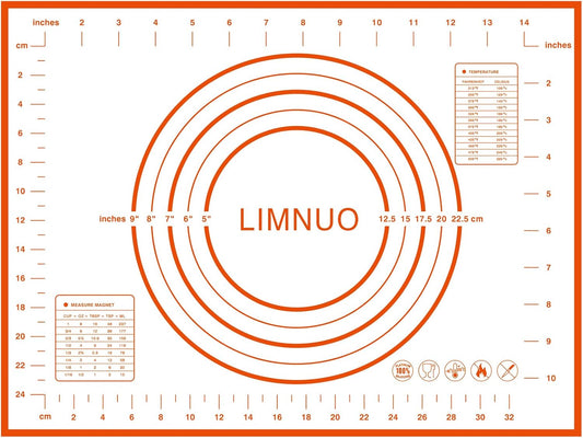 Silicone Baking Mat,Non Stick Rolling Dough with Measurements for Pie Pizza Cookies Fondant Making,Extra Thick Non Slip Silicone Pastry Mat