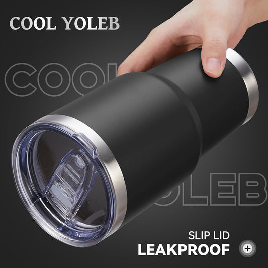 30 oz Tumbler with Lid Stainless Steel Tumblers Bulk Vacuum Insulated Cup Reusable Powder Coated Travel Mug Double Wall Leak Proof Cups Keep Cold Drinks for 12 Hours Black, Set of 4