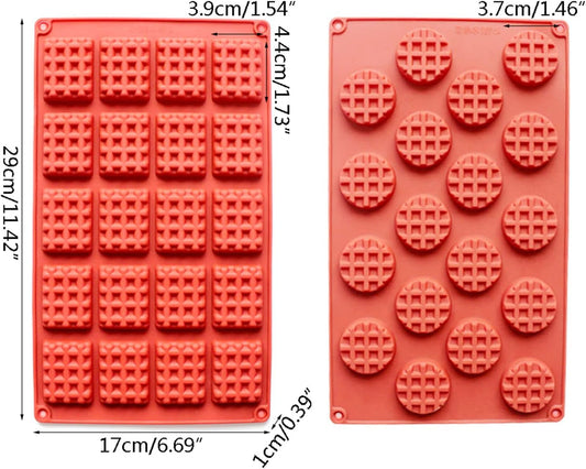 Silicone Waffle Mold Set, 2PCS/Set 18 Cavity Mini Silicone Waffle Mold Waffle Making Mold, Non-stick Cake Cookie Chocolate Making Mold for Baking