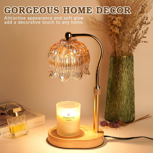 Christmas Birthday Gifts for Women, Candle Warmer Lamp with Timer & Height Adjustable, House Warming Gift for New Home Enssentials, Gift for Mom Grandma, Flower Candle Warming Lamp