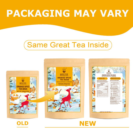 WT WEETEE Orange Spice Herbal Tea Bags, 2.5g x 50 Counts, Sweet Spices Tea Includes Cinnamon, Clove, Orange Peel, Rose Hips, Hibiscus & More, Natural Caffeine-free