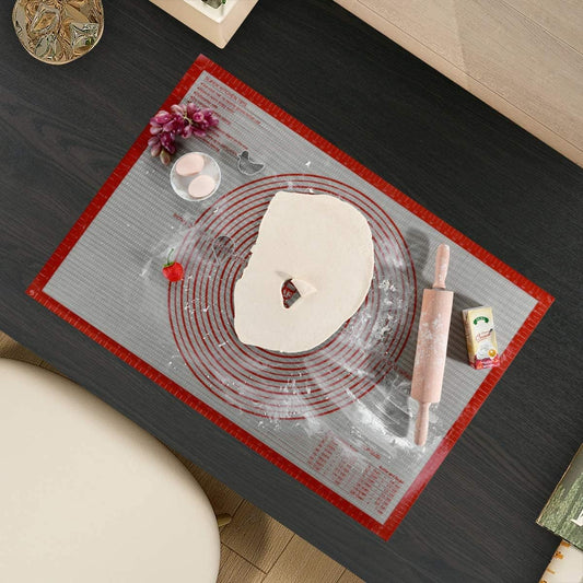 Non-slip Silicone Pastry Mat Extra Large with Measurements 36''By 24'' for Baking Mat, Counter/Dough Rolling/Oven Liner/Fondant/Pie Crust(Red)