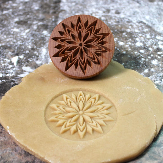 Wood Cookie Stamp, 2.5 Inch (Fancy Lotus CS-001)