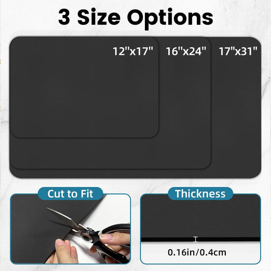 PoYang 17"x12" Coffee Mat Small, Coffee Bar Accessories for Countertop, Absorbent Dish Drying Mat, Anti-Slip and Hide Stain Pad for Espresso Machine, Espresso Maker and Kitchen Counter, Black