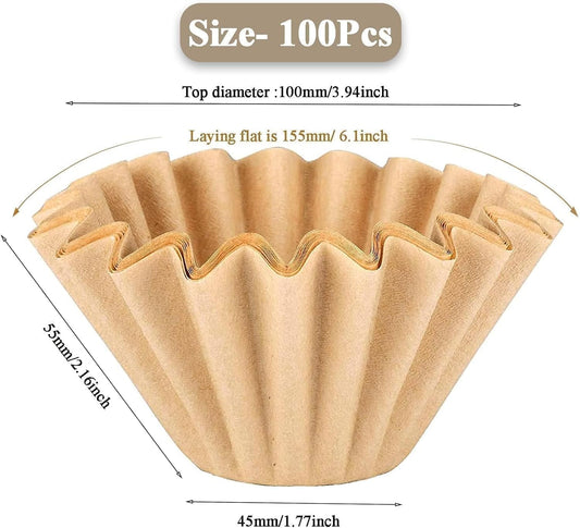 1-2 Cup Brown Coffee Filters, 100 Count Unbleached Basket Coffee Filter Paper for Miniature Mr Coffee, Small Coffee Maker, Single Serve Coffee Pot, Pour Over Coffee Kit