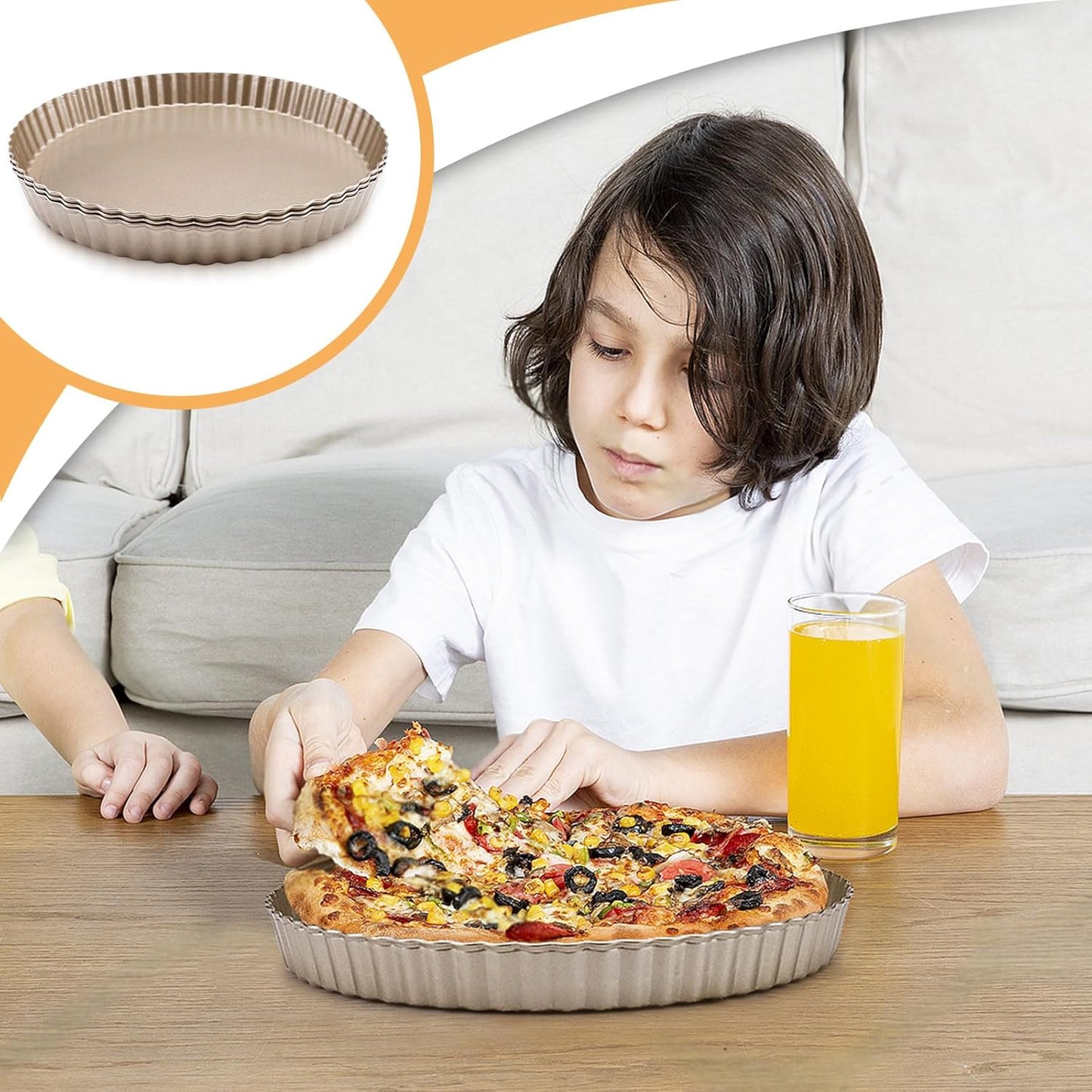 3pcs Tart Pan 9 Inch Removable Bottom, Classic Carbon Steel Non-Stick Baking Pan for Home and Kitchen