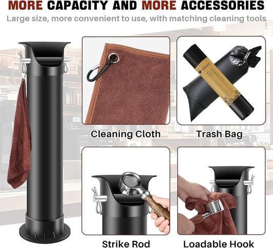 Espresso Coffee Knock Box for Barista Commercial Knock Box for Espresso Coffee Grounds Floor Standing Knock Box with Garbage Bags and Towels