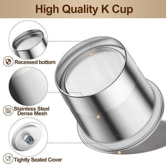 RETHONE Reusable K Cup for Keurig: Stainless Steel K Cup Coffee Pods Compatible with Keurig 1.0 & 2.0 Coffee Makers Machine, BPA-Free Refillable Coffee Filters with Tight Seal, Easy to Clean