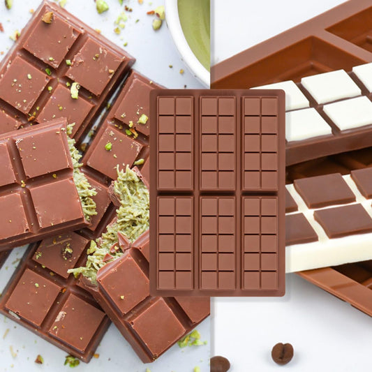 Chocolate Bar Mold, Dubai Chocolate Bar Mold Deep Silicone Break-Apart Chocolate Mold Nonstick Thick Candy Mould for Dubai Pistachio 1 Pack(10 Snap)