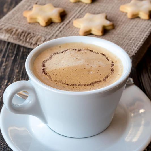 NAKLEO Coffee Stencils and Cookies Decoration 14Pcs 2.8”x2.8” and 4.3”x4.3”, Reusable Plastic Baking Templates, Circles Ornament Border, Barista DIY Art Craft, Capuccino Latte Chocolate Cake Biscuit