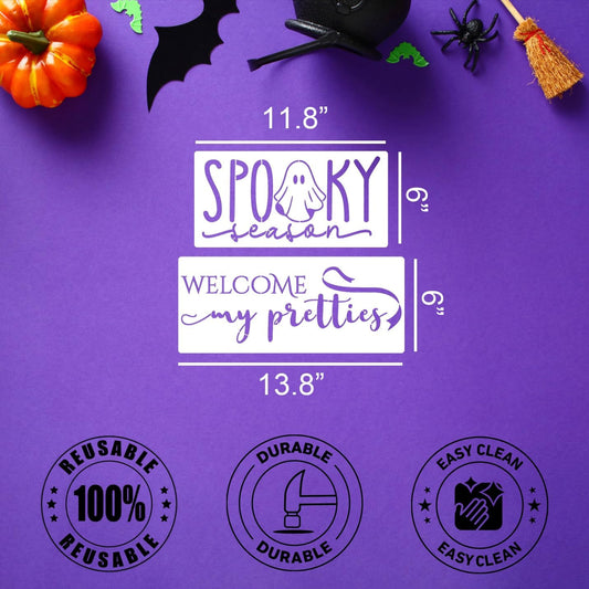 Halloween Stencils for Painting on Wood 14” Halloween Doormat Stencils Boo Hocus Pocus Drawing Templates for Wood Sign Doormats T-Shirt Porch Wreath Decor