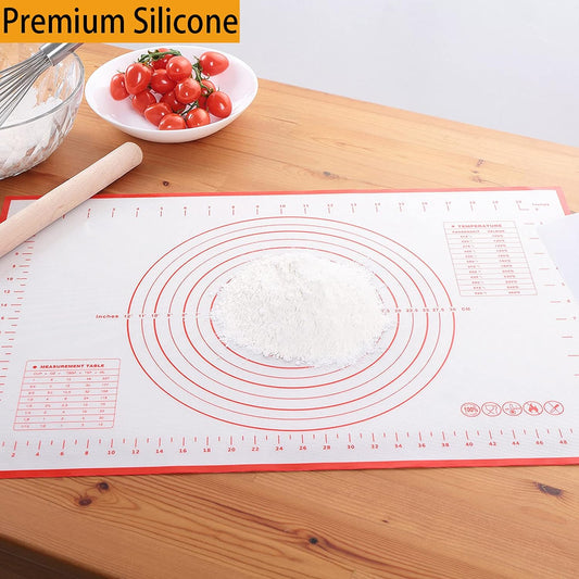 Silicone Baking Mat,Non Stick Rolling Dough with Measurements for Pie Pizza Cookies Fondant Making,Extra Thick Non Slip Silicone Pastry Mat
