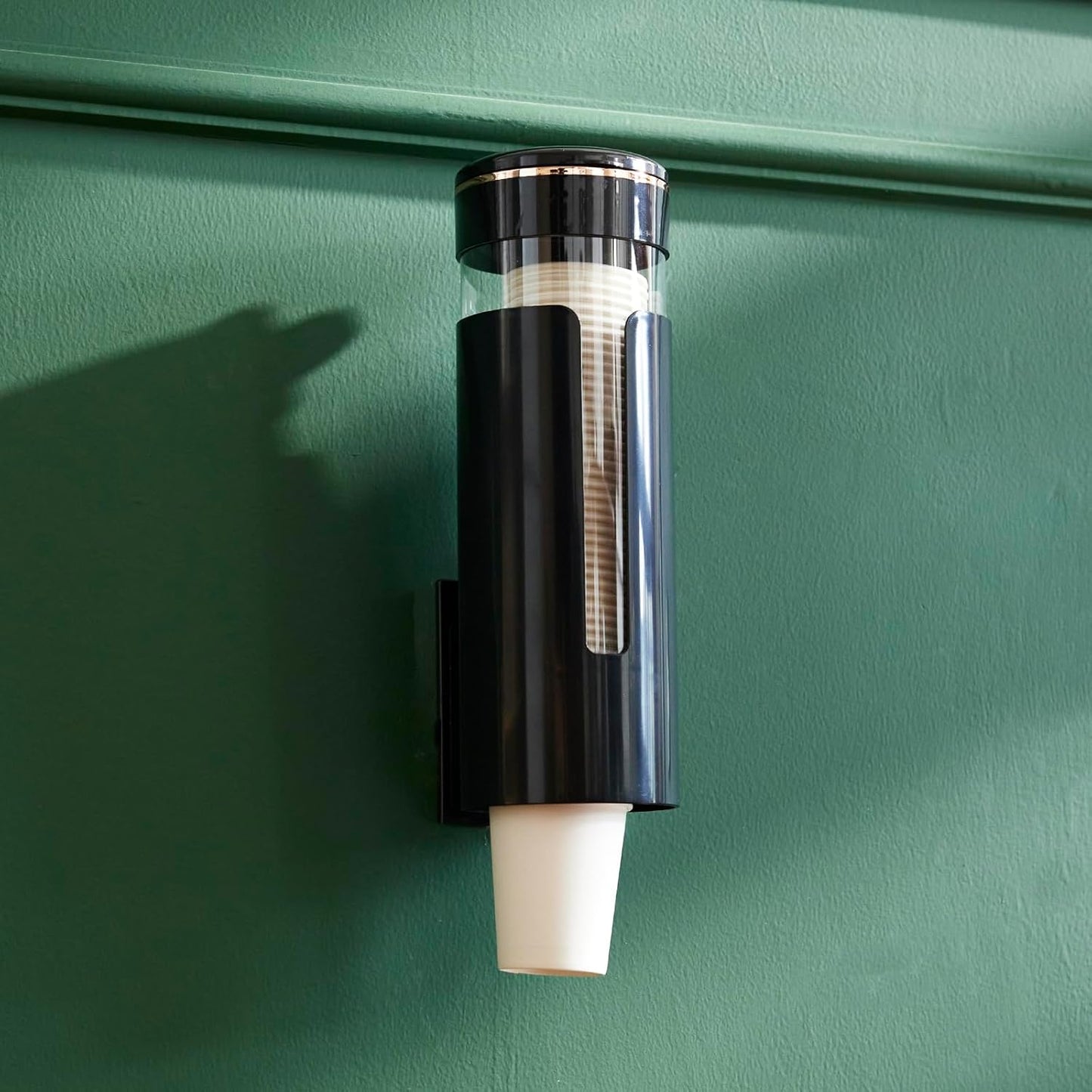 Seveny Bathroom Cup Dispenser, Wall Mount 4-7 oz Disposable Mouthwash Paper Cups, Pull-Type Cup Holder for Guest Toiletries, Dining Room, Kitchen, Coffee Stations, BPA Free, Black