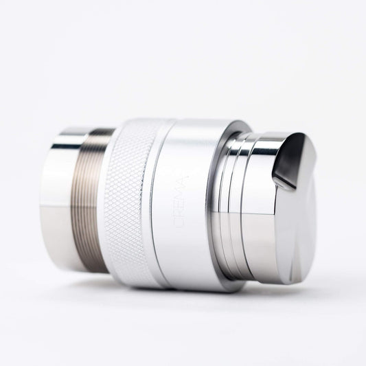 Crema Coffee Products | 45.5mm Coffee Distributor/Leveler & Hand Tamper | Fits Flair Pro and Pro 2 | Double Sided, Adjustable Depth | Beautiful Espresso Hand Tampers(45.5mm)(Silver)