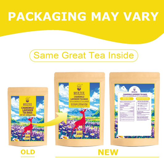 WT WEETEE Chamomile Lavender Tea Bags 100 Count, Nighty & Relax, 100% Pure Chamomile, Lavender Flowers & Lemon Balm Blend, Natural Caffeine-free Herbal Tea Ideal for Bedtime