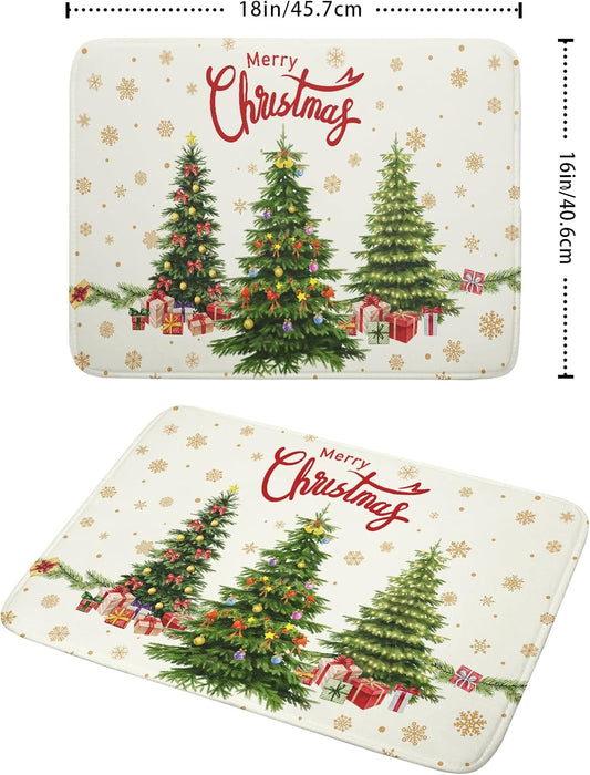 Merry Christmas Dish Drying Mats for Kitchen Counter 16x18 Inch Christmas Tree Dish Drainer Mats Dry Pad Xmas Forest Drying Mat for Dish Christmas Decorations for Kitchen Countertop Tableware Decor