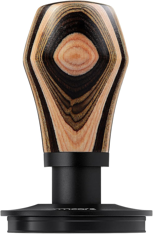 Normcore 58.5mm Espresso Coffee Tamper V4, Spring Loaded Tamper With Titanium PVD Coating Ripple Base, 15lb / 25lb / 30lbs Replacement Springs, Colorful Wood Handle