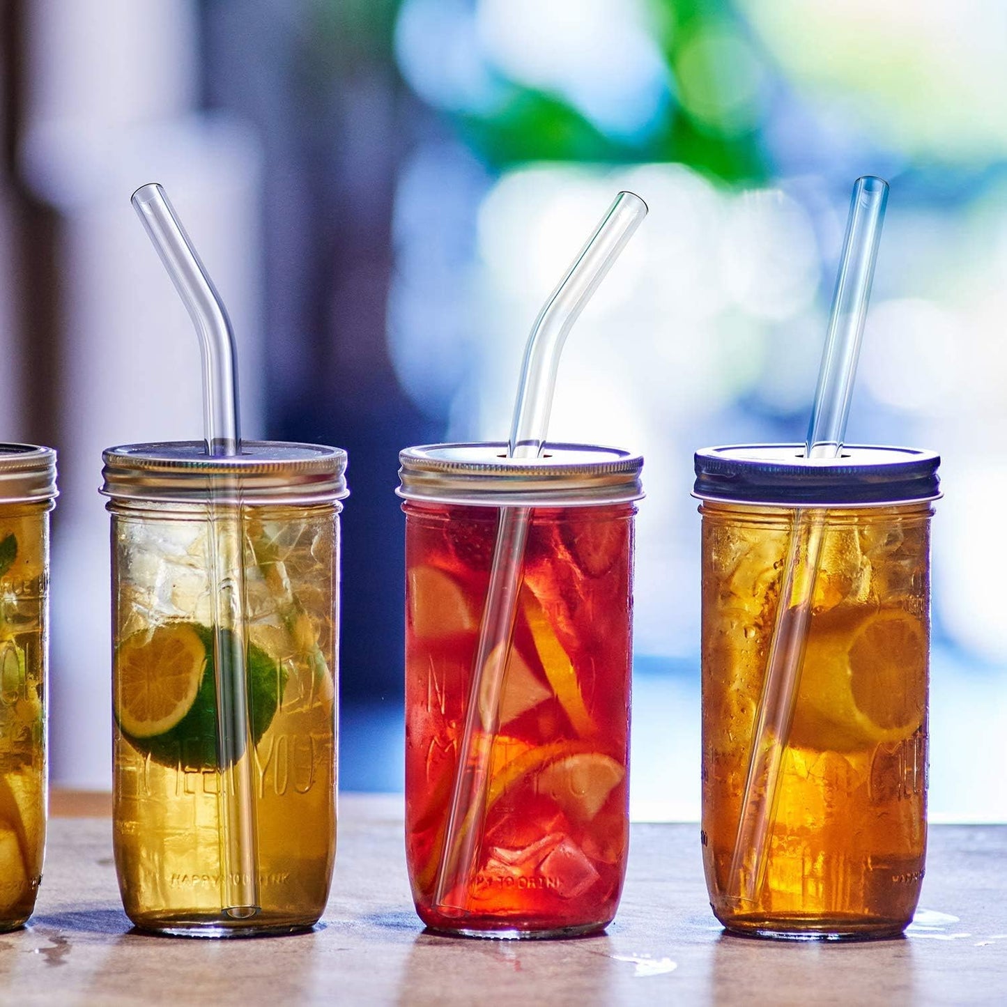 8-Pack Reusable Glass Straw,Size 8.5''x10 MM,Including 4 Straight and 4 Bent with 2 Cleaning Brush- Perfect For Smoothies, Tea, Juice