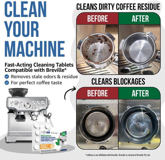 Breville Compatible Cleaning Tablets. 10x 1.4G Espresso Machine Cleaning Tablets. Breville Accessories, Cleans Portafilter & Internal Inaccessible Areas. Coffee Cleaner, All Breville & Sage Machines.