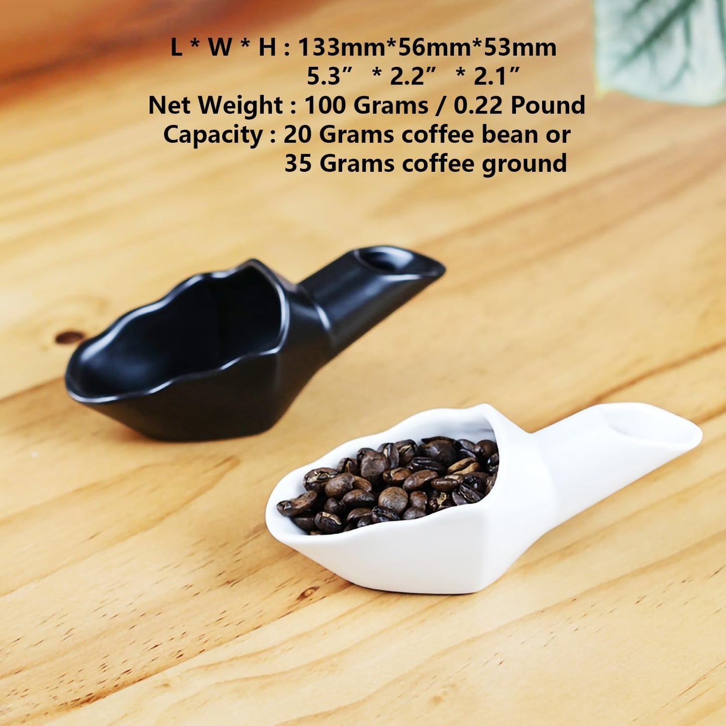 Coffee Bean Measuring Scoop with Funnel Coffee Bean Dosing Cup Ceramic Ground Coffee Spoon For Coffee Tea Sugar Flour (White)