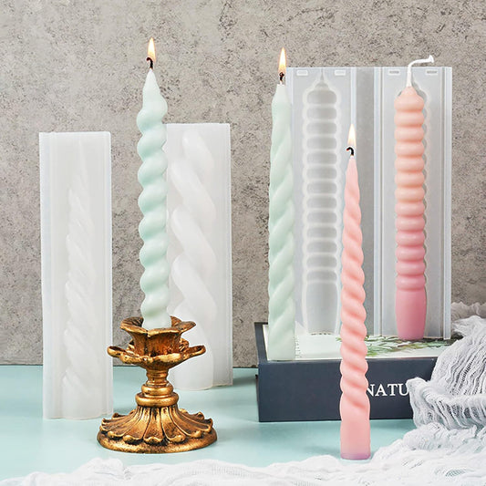 8 Pack Spiral Candle Mold Pillar Candle Cylinder Molds - 8 Style - Resin Casting Silicone Molds for Home Decor & Candle Making Wave Spiral Mold