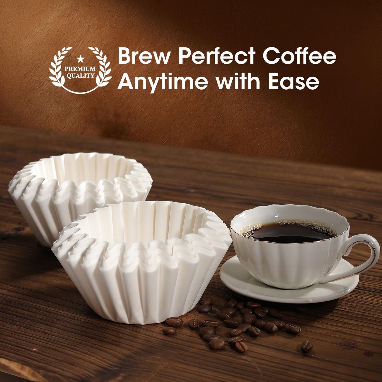 Basket Coffee Filters 8-12 Cup, 200 Count Flat Bottom Paper Filters for Drip Coffee Makers, Compatible with Mr. Coffee, BLACK+DECKER, Cuisinart, White