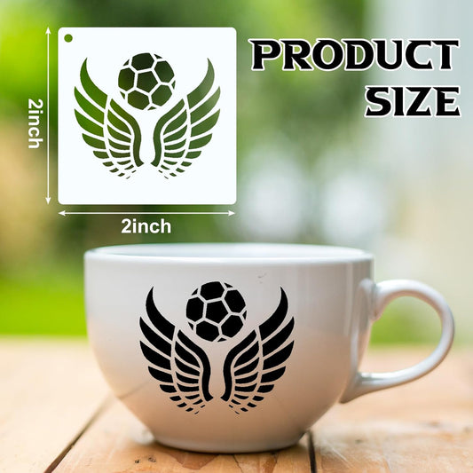 Fainne 100 Pcs Stencils for Painting on Wood Reusable Stencil Crafts Drawing Templates Holiday Wall Paper for DIY Scrapbook Home 2 x 2 Inch (Sport,Ball)