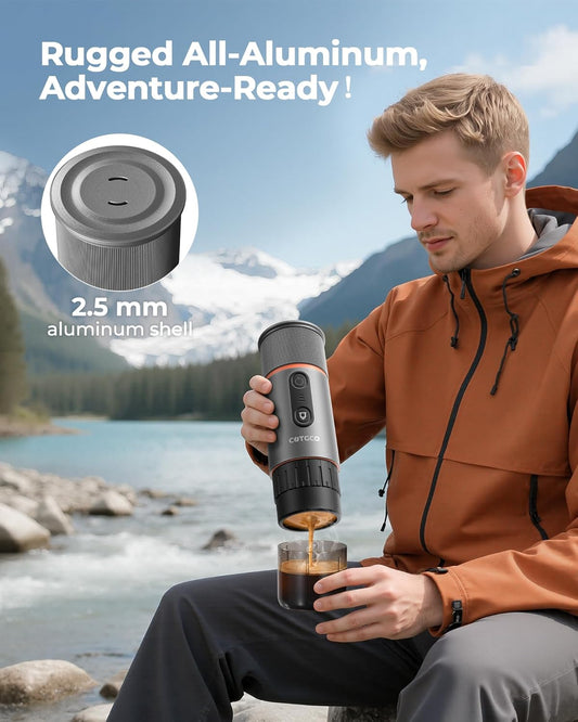 Portable Espresso Coffee Maker, Travel Coffee Maker for Camping, 20 Bar Self‑Heating Rechargeable with USB-C, with NS Capsule for Car/Travel/Camping