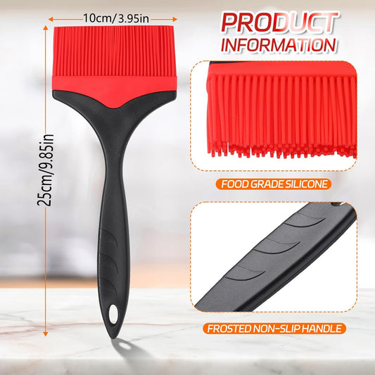 Large Silicone Basting Pastry Brush - Silicone Basting Brush for Grilling,Heat Resistant Brushes Spread Oil Butter Sauce for Cooking Baking BBQ,3.95inch Extra Wide Grill Basting Brush(Red 2)