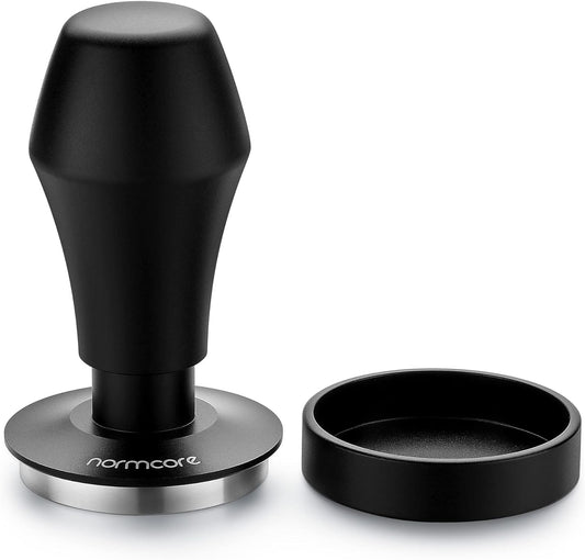 Normcore Coffee Tamper 57mm, Spring-loaded Tamper V4, Barista Espresso Tamper Flat Base with 15lb / 25lb / 30lbs Springs, Anodized Aluminum Handle and Stand, Fits Ascaso Lelit 57mm portafilters