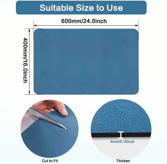 Dish Drying Mats, 16''x24'', Absorbent Bar Mats for Kitchen Counter, Anti Spill, Rubber Backed, Fit Under Coffee Maker & Espresso Machine, Blue