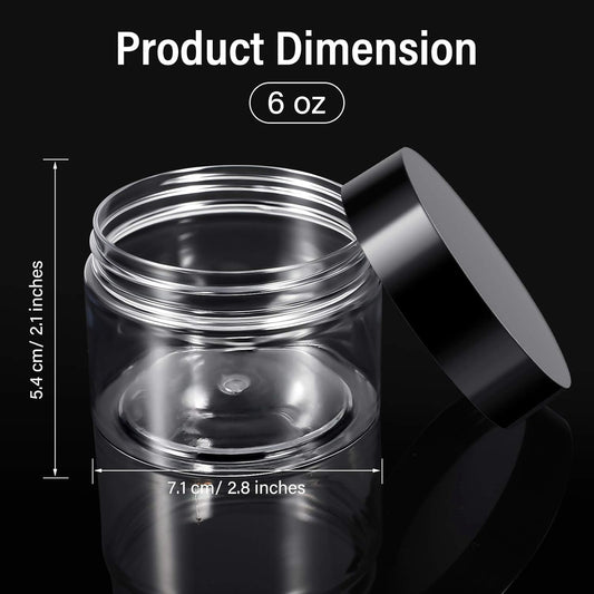 Patelai 4 Pieces Round Wide-mouth Leak Proof Plastic Container Jars with Lids for Travel Storage Makeup Beauty Products Face Creams Oils Salves Ointments DIY Making(6 Ounce,Black)
