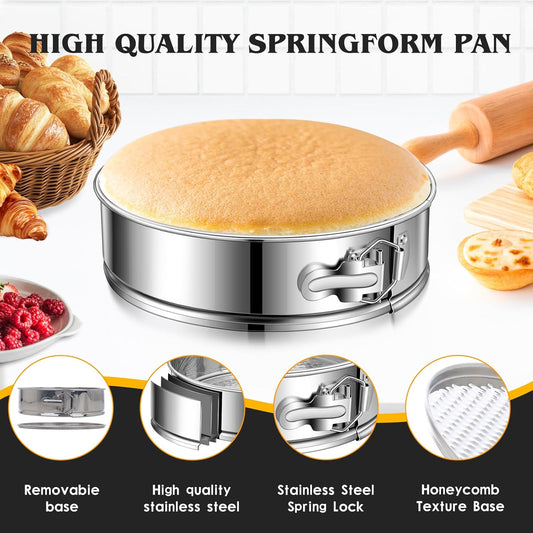 Dualshine 9 Inch Springform Cake Pan, Stainless Steel Cheesecake Pan, Round Nonstick Springform Pan with Removable Bottom, Cake Pan for Baking Cake Shop