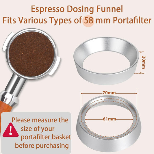 58mm Portafilter Funnel with Magnetic, Lightweight Aluminum Espresso Funnel for 58mm Portafilter