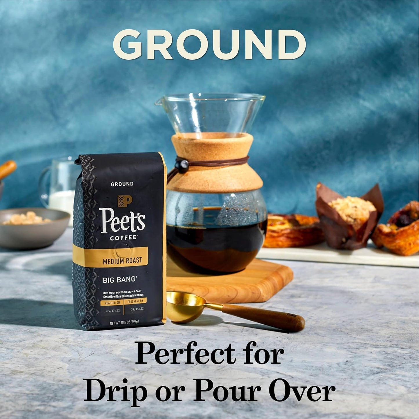 Peet's Coffee, Medium Roast Ground Coffee - Big Bang 63 Ounces (6 Bags of 10.5 Ounces)
