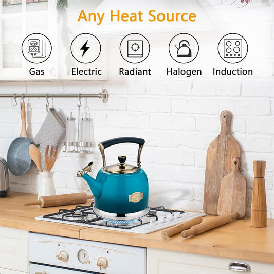 Tea Kettle Stainless Steel Teapot, Stainless Steel Teakettle for Stove Top with Heat Proof Ergonomic Handle 3.0 Quart