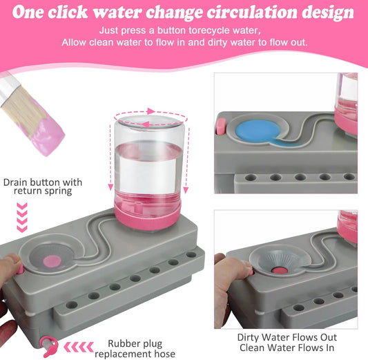 Paint Brush Cleaner, Paint Brush Rinser with Drain and Brush Holder, Paint Brush Washer Water Recycling Brush Cleaner Rinse Cup, Paint Brush Cleaner Tool for Acrylic, Watercolor, Water-Based Paints