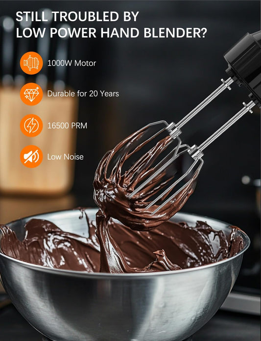 Immersion Blender Handheld GAVASTO Hand Blender,20 Speeds and Turbo Mode Hand Mixer, 3-in-1 Heavy Duty Copper Motor Stainless Steel