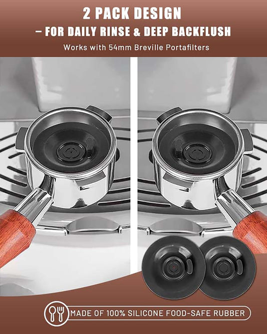 Espresso Backflush Cleaning Disc Set for Breville/Sage Espresso Machines – 54mm (1 Pack, 1 With Hole + 1 Without Hole), Compatible with Cleaning Tablets