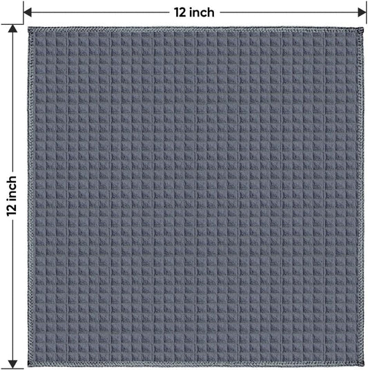 HOMEXCEL Waffle Weave Microfiber Cleaning Cloth, 6 Pack Highly Absorbent Cleaning Rag for Household, Reusable Kitchen Towels, Scratch-Free Barista Towels, 12 x 12 Inches, Grey