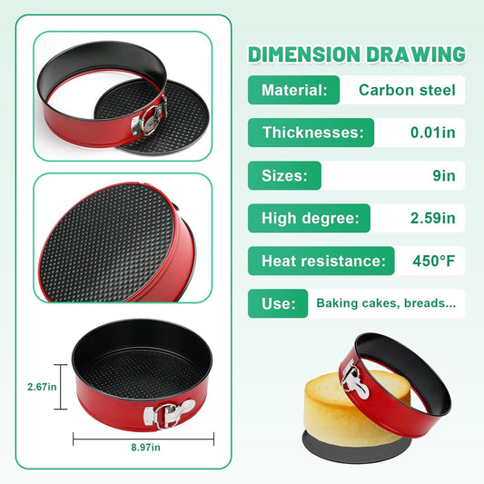 Springform Pan Set, Round Nonstick Pan (Red1)