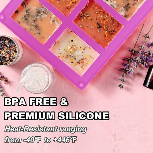 Silicone Soap Molds, Oval & Rectangle Soap Bar Mold, 6 Cavities DIY Mould for Homemade Craft Soap, Pudding, Muffin, Chocolate, Brownie, Cornbread, Cheesecake, Cake & Ice Cube - Just Pop Out