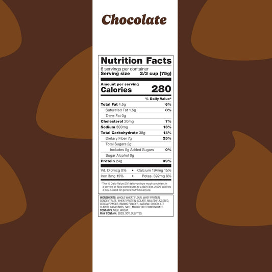 Flourish Protein Pancake & Waffle Mix, with Whey Protein & Flax Seed, No Added Sugar, High in Protein & Fiber - Just Add Water - Chocolate Flavour, 430g (3 Pack) - Made in Canada