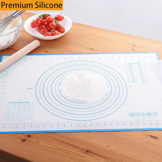 Silicone Baking Mat,Non Stick Rolling Dough with Measurements for Pie Pizza Cookies Fondant Making,Extra Thick Non Slip Silicone Pastry Mat
